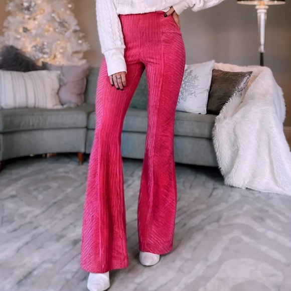 Free People Slim Pull-On Velvet Flare Pants - Picture 3 of 14